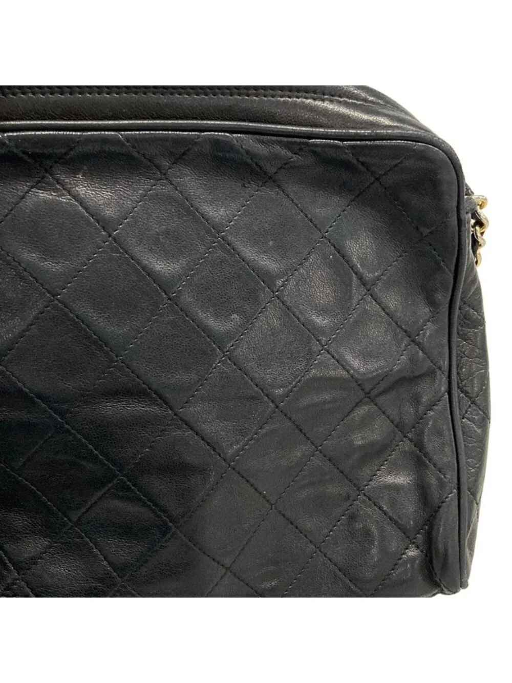Chanel Shoulder Bag Quilted Black Tassel Gold Lambskin
